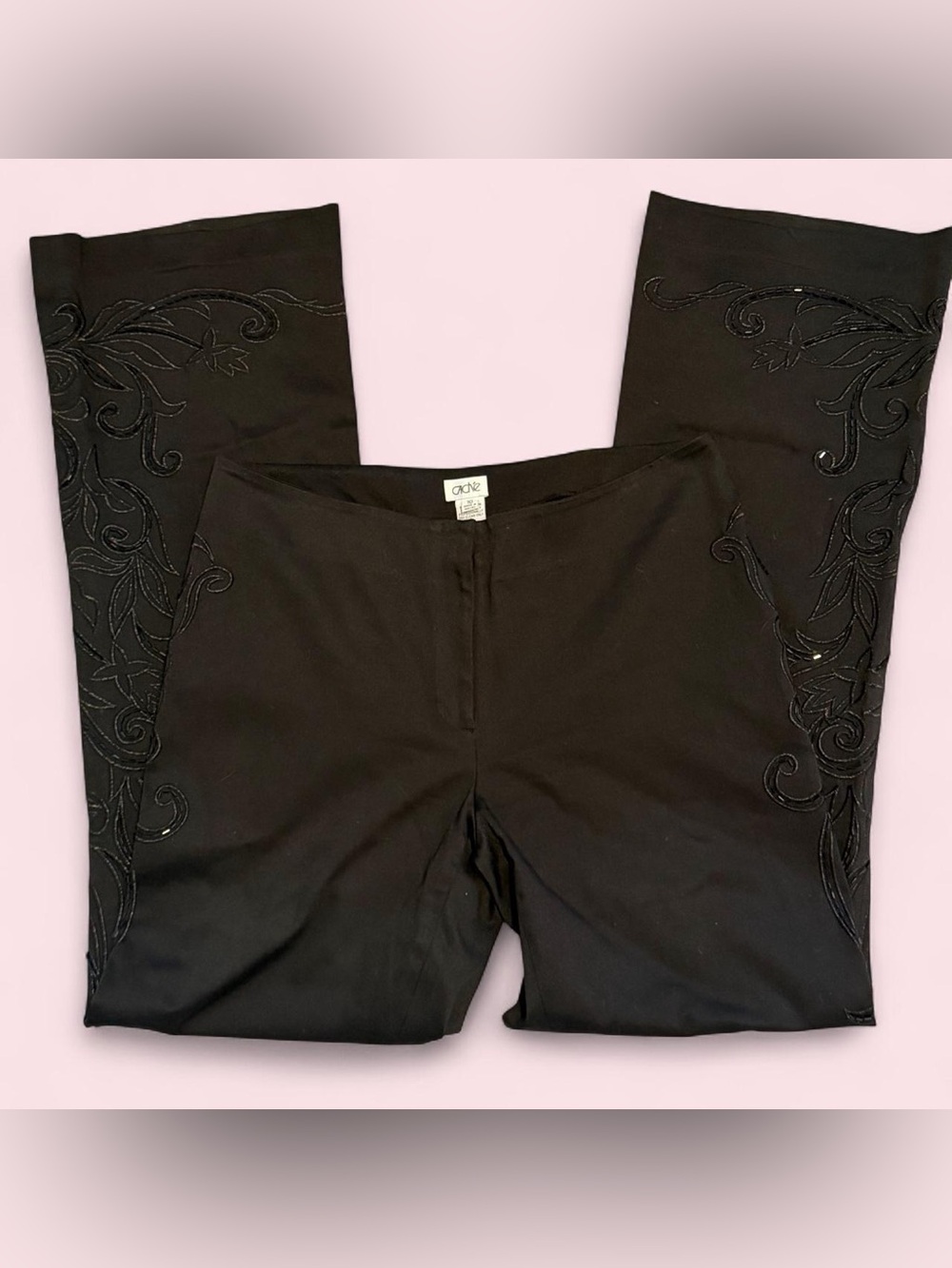 Vintage Cache high waisted beaded and embroidered wide leg pants